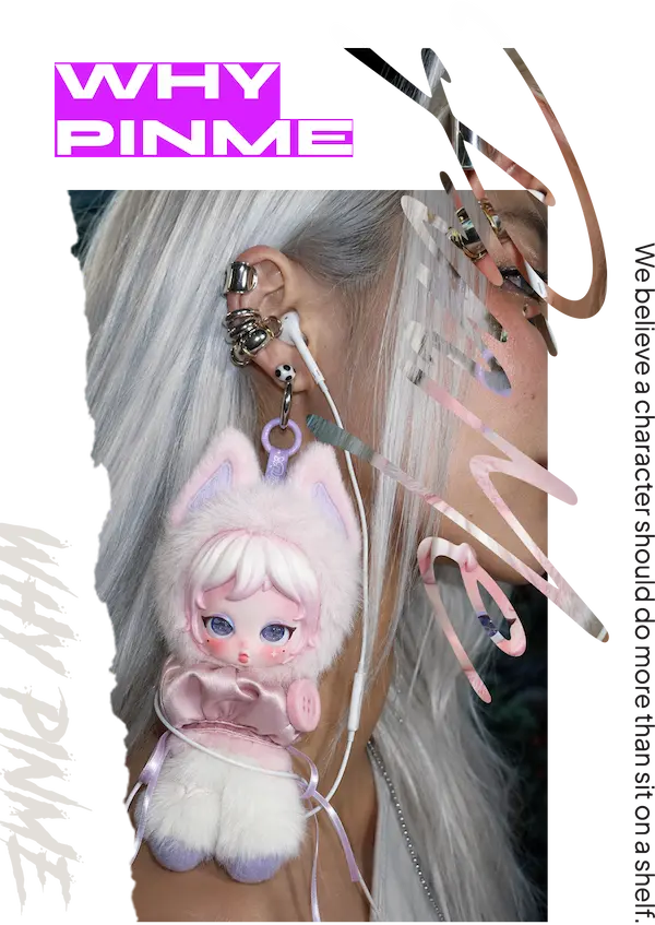 PINME collectible character styled as a wearable accessory