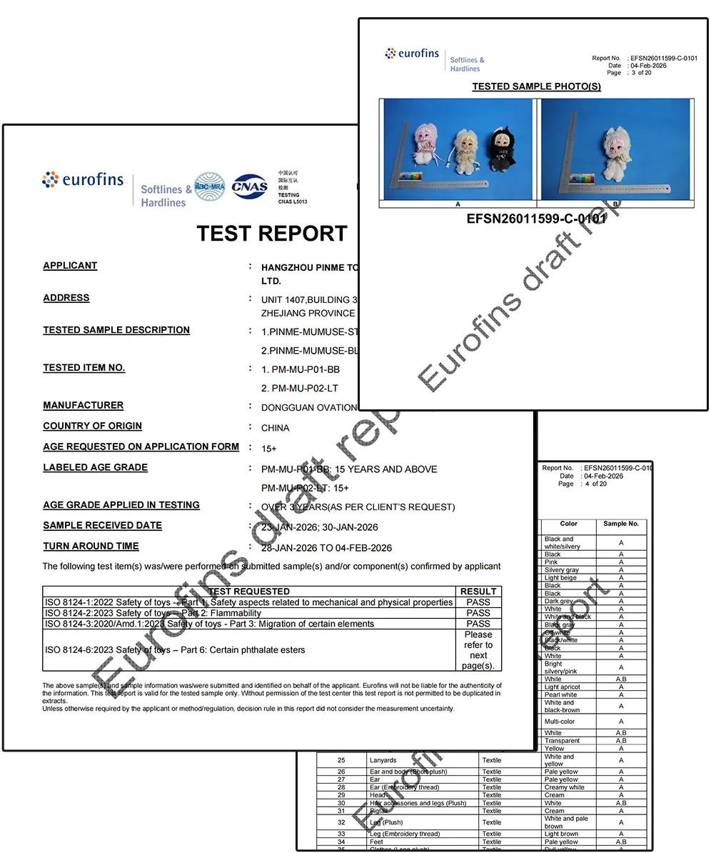 PINME product safety and testing documentation